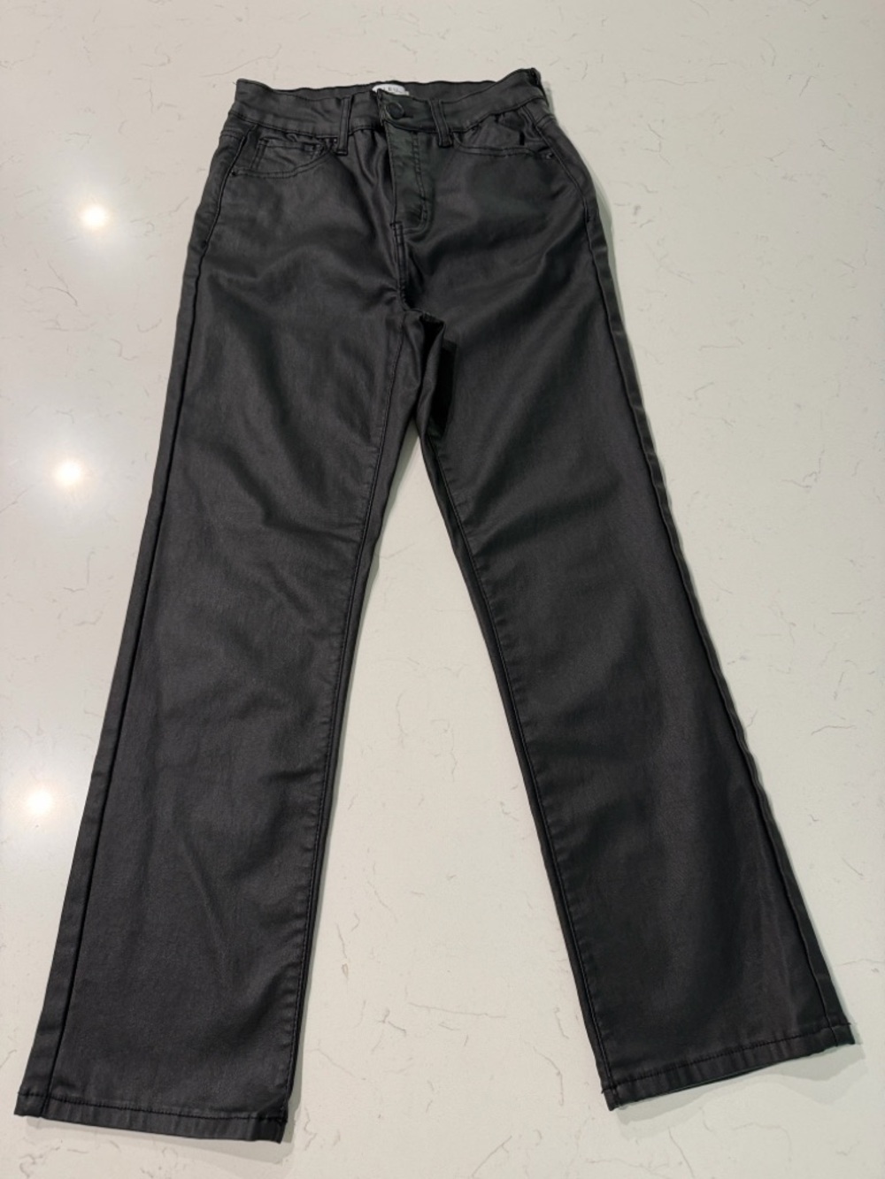 Black Straight Leg Coated Jeans